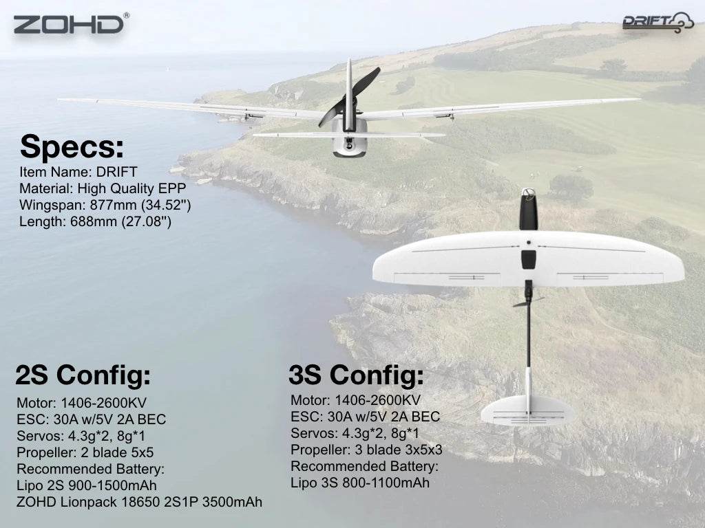 Drift 877mm Wingspan FPV Glider AIO EPP RC Airplane PNP - ToylandEU