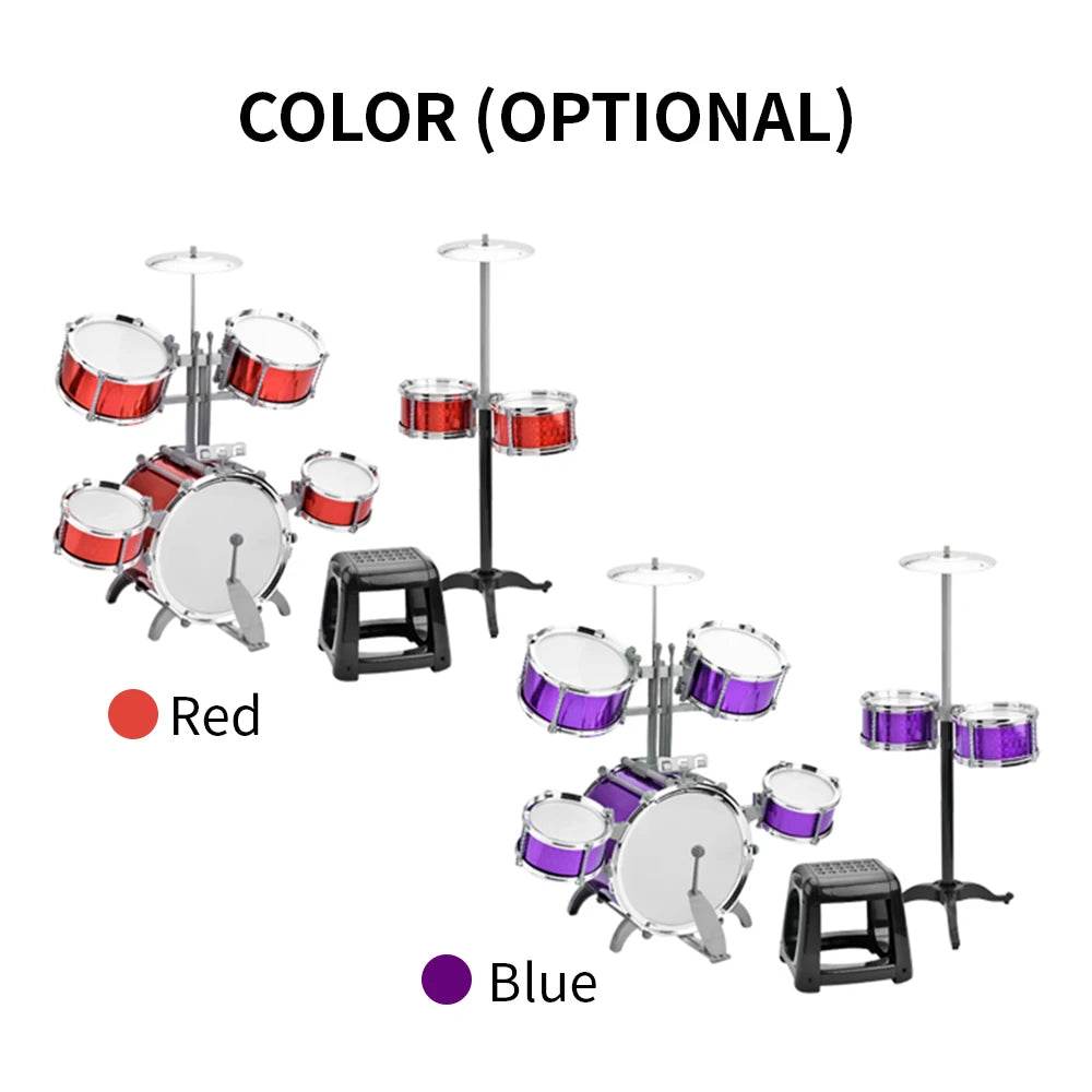 Drum Set Jazz Drum Kit with Stool 7 Drums for Beginners - ToylandEU