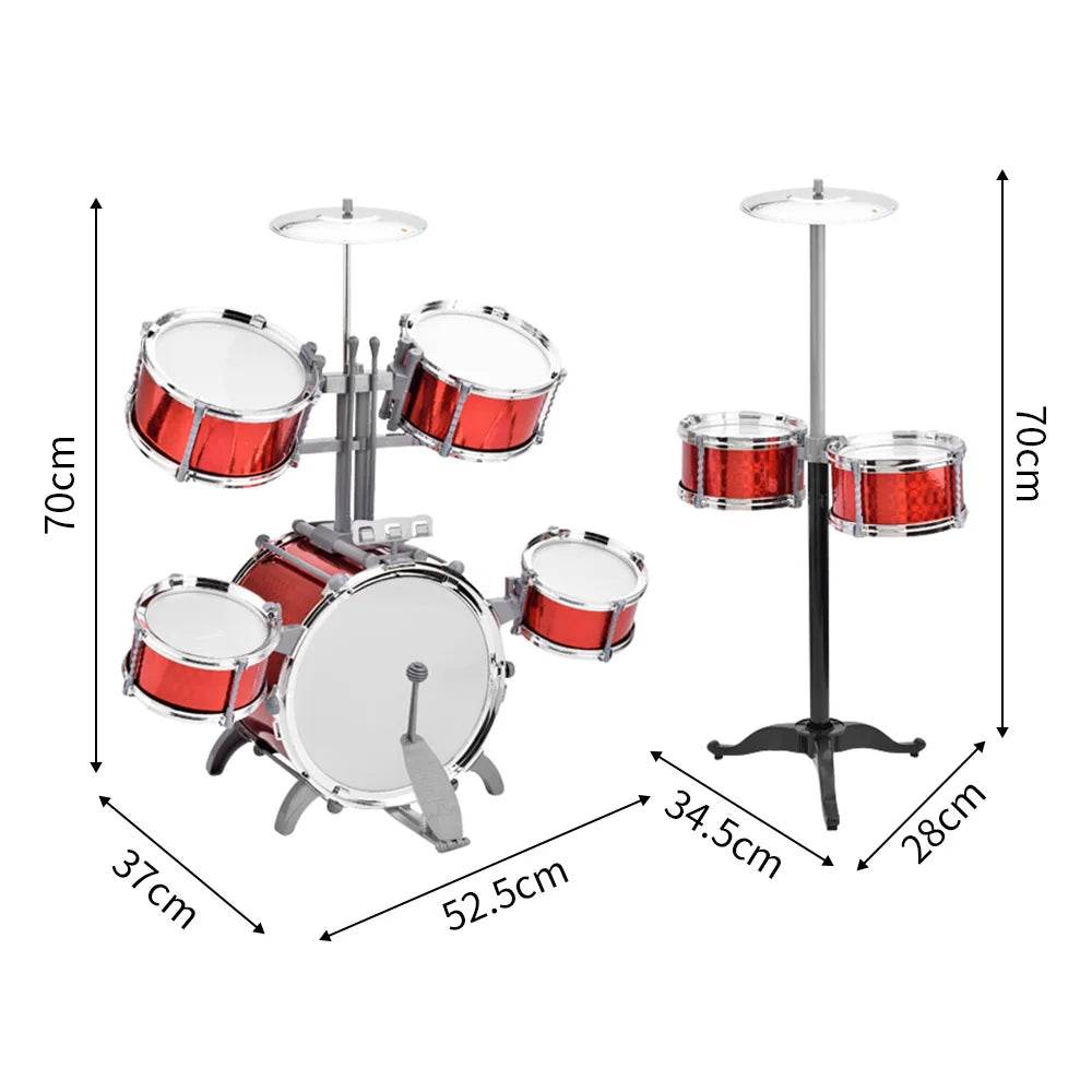 Drum Set Jazz Drum Kit with Stool 7 Drums for Beginners - ToylandEU