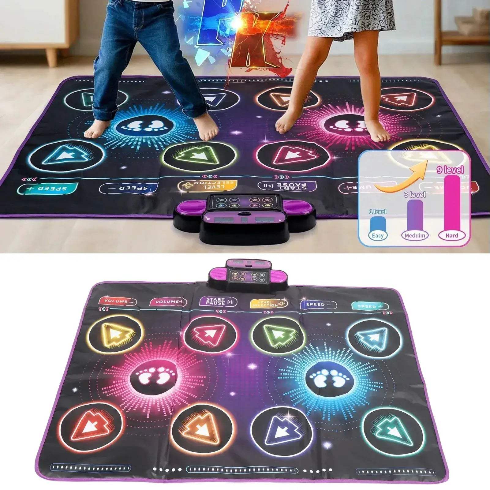 Dual Player Dance Mat With Built In Music For Home - ToylandEU