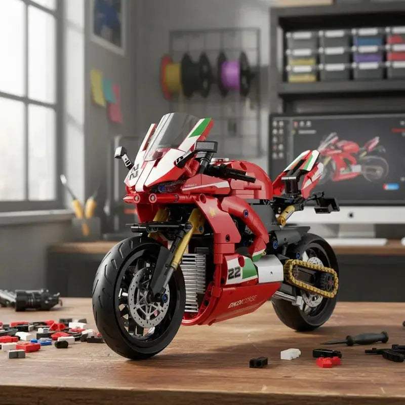 1:8 MOC Technical Motorcycle Building Blocks Brick Ducati Motorbike Locomotive Road Racer Assemble Model Vehicle Toy Kid 597PCS - ToylandEU