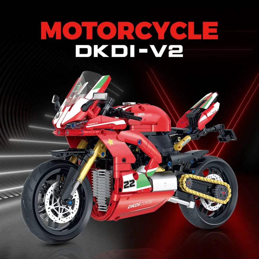 1:8 MOC Technical Motorcycle Building Blocks Brick Ducati Motorbike Locomotive Road Racer Assemble Model Vehicle Toy Kid 597PCS - ToylandEU