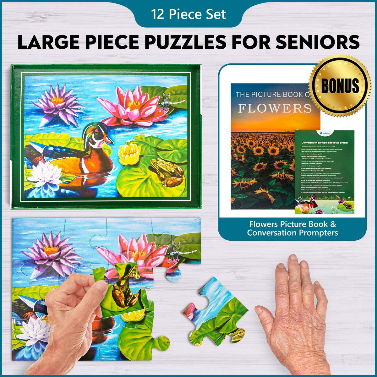 Jigsaw Puzzle | Large Pieces | Senior Focused | Duck Pond Scene