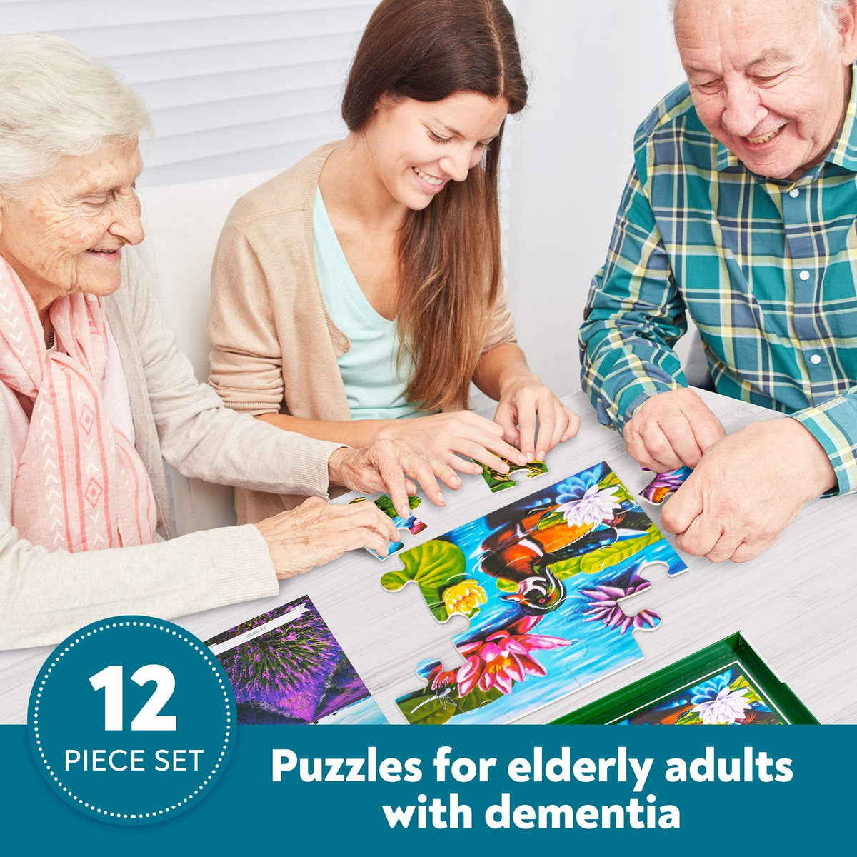 Jigsaw Puzzle | Large Pieces | Senior Focused | Duck Pond Scene