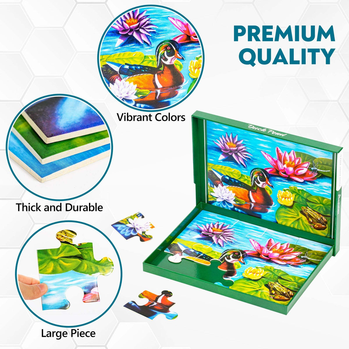 Jigsaw Puzzle | Large Pieces | Senior Focused | Duck Pond Scene