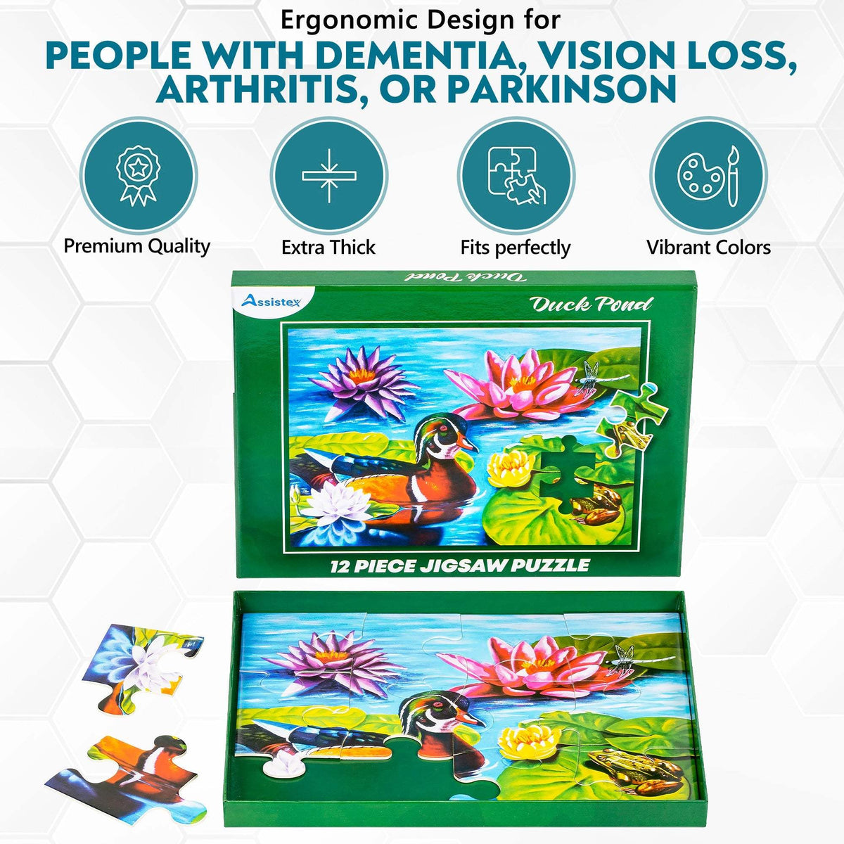 Jigsaw Puzzle | Large Pieces | Senior Focused | Duck Pond Scene