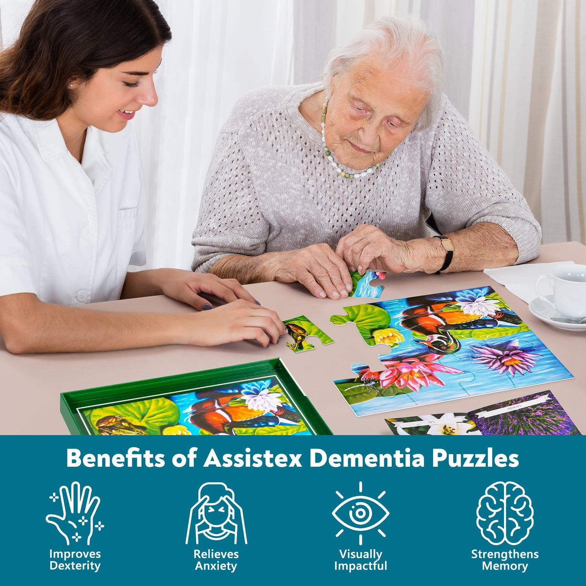 Jigsaw Puzzle | Large Pieces | Senior Focused | Duck Pond Scene