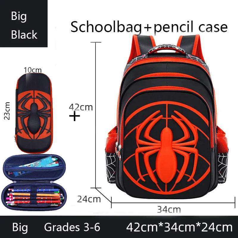 Durable Backpack Cartoon Spider Waterproof With Pencil Case Set For Boys Elementary School - ToylandEU