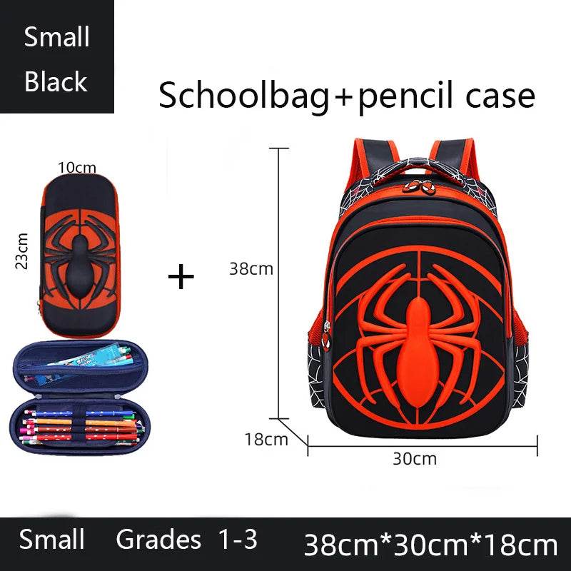 Durable Backpack Cartoon Spider Waterproof With Pencil Case Set For Boys Elementary School - ToylandEU