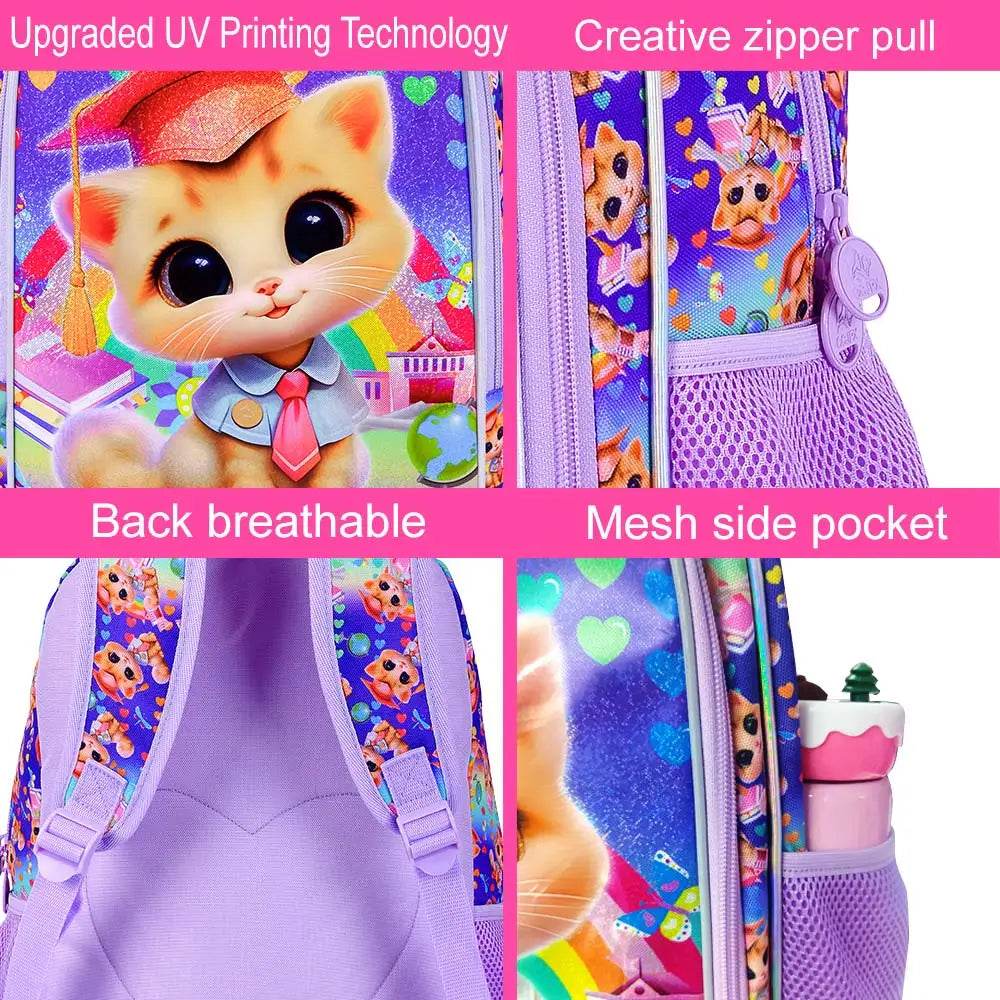 Durable Backpack Set 3 In 1 With UV Print Lunch Box And Pencil Case White Cloud Deer For Girls 7 To 13 - ToylandEU