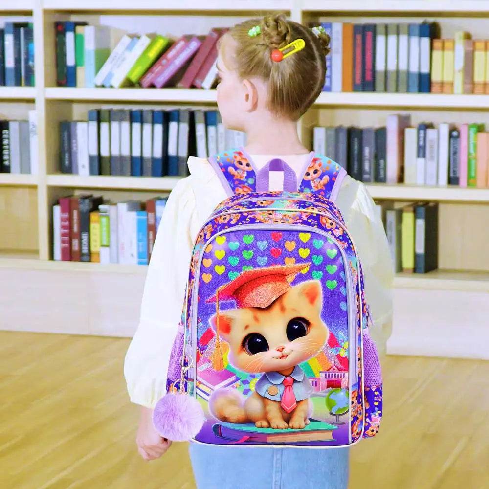 Durable Backpack Set 3 In 1 With UV Print Lunch Box And Pencil Case White Cloud Deer For Girls 7 To 13 - ToylandEU
