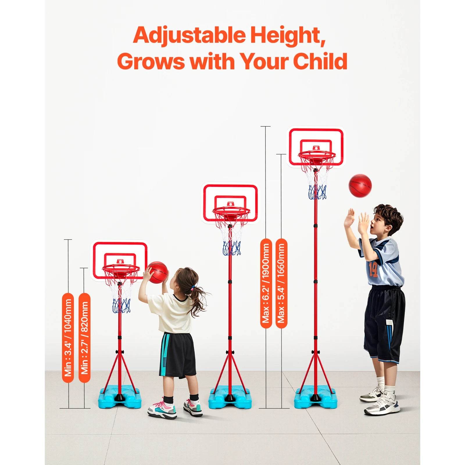 Durable Basketball Hoop Adjustable 104-190 Cm For Kids - ToylandEU