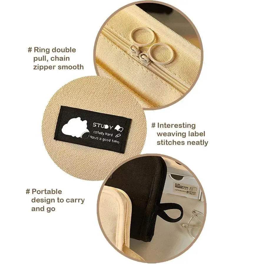 Durable Canvas Pencil Case Foldable Large Capacity Students - ToylandEU