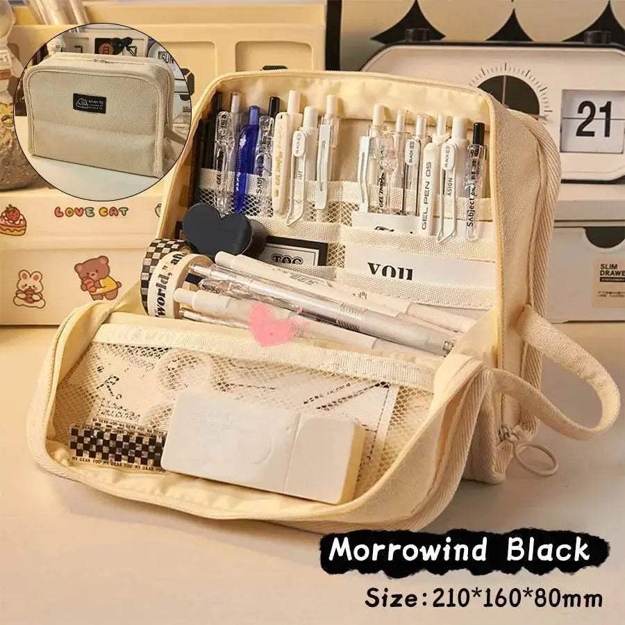 Durable Canvas Pencil Case Foldable Large Capacity Students - ToylandEU