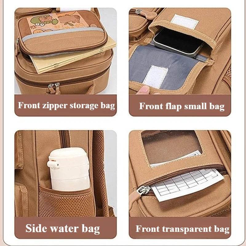 Durable Capybara Themed Rolling Backpack For School Kids With Luggage Wheels And Telescopic Handle - ToylandEU