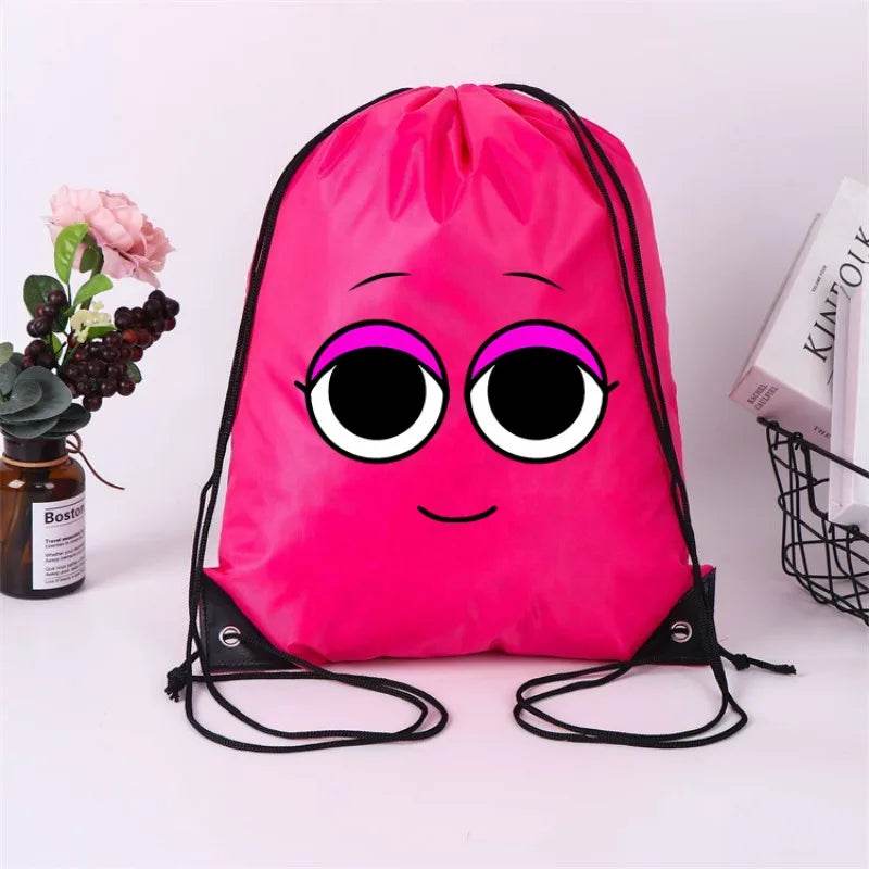 Durable Cartoon Drawstring Backpack With Anime Print For Kids Ages 7 To 13 Unisex School And Gym Bag - ToylandEU