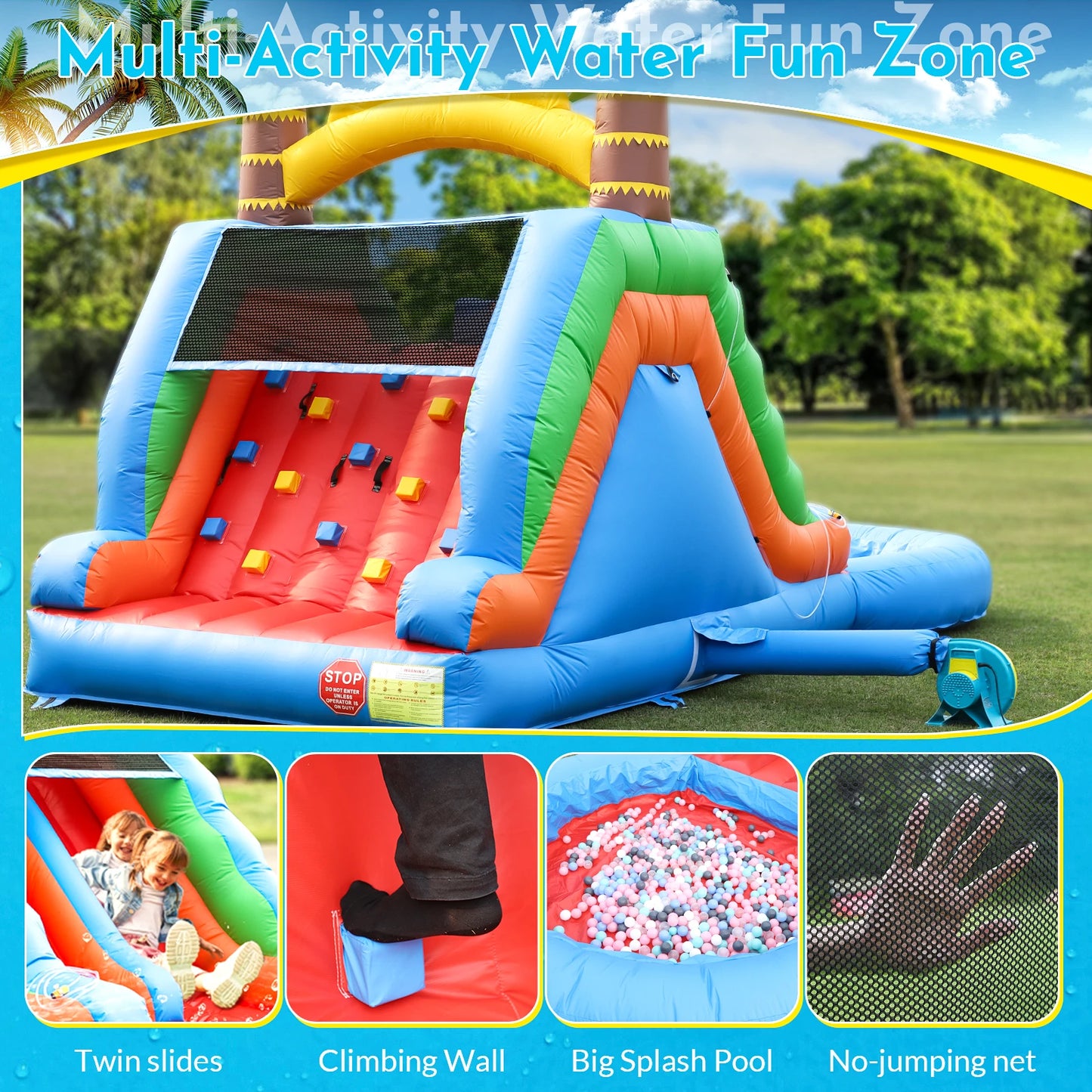 Durable Commercial Inflatable Water Slide With 950W Blower