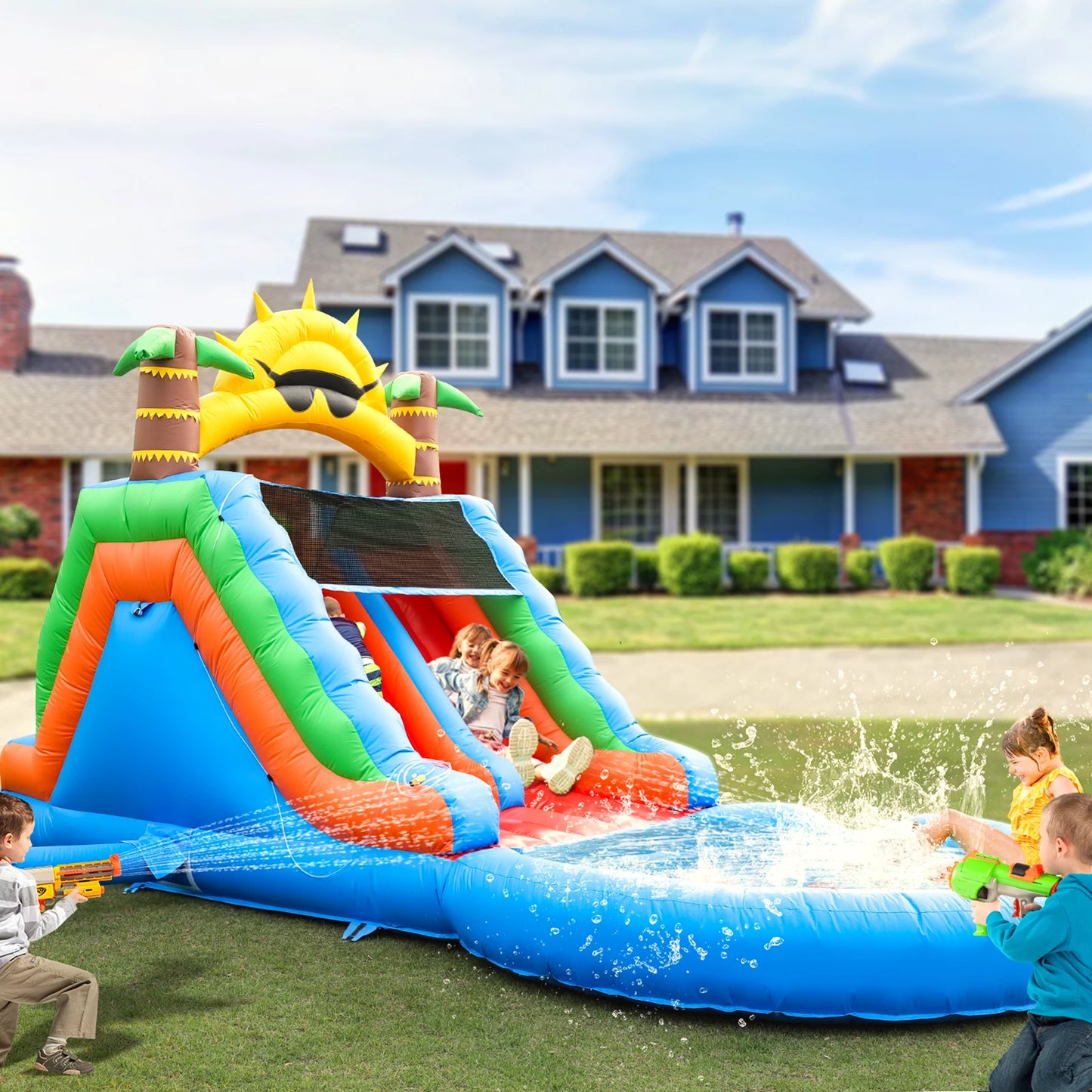 Durable Commercial Inflatable Water Slide With 950W Blower