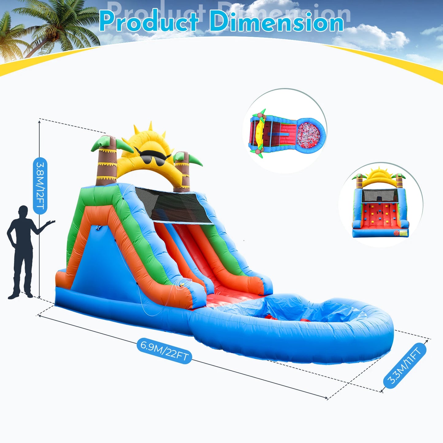 Durable Commercial Inflatable Water Slide With 950W Blower