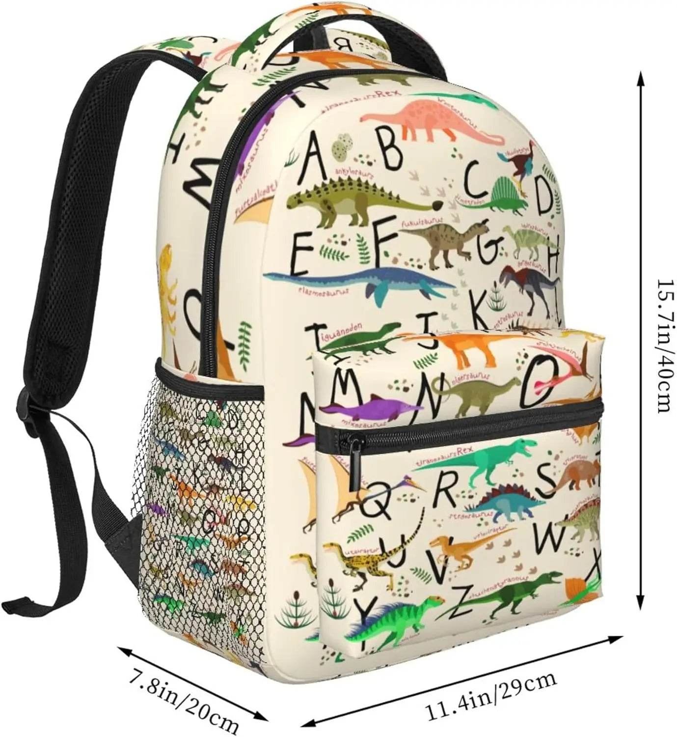 Durable Dinosaur Alphabet School Backpack Adjustable Kids - ToylandEU