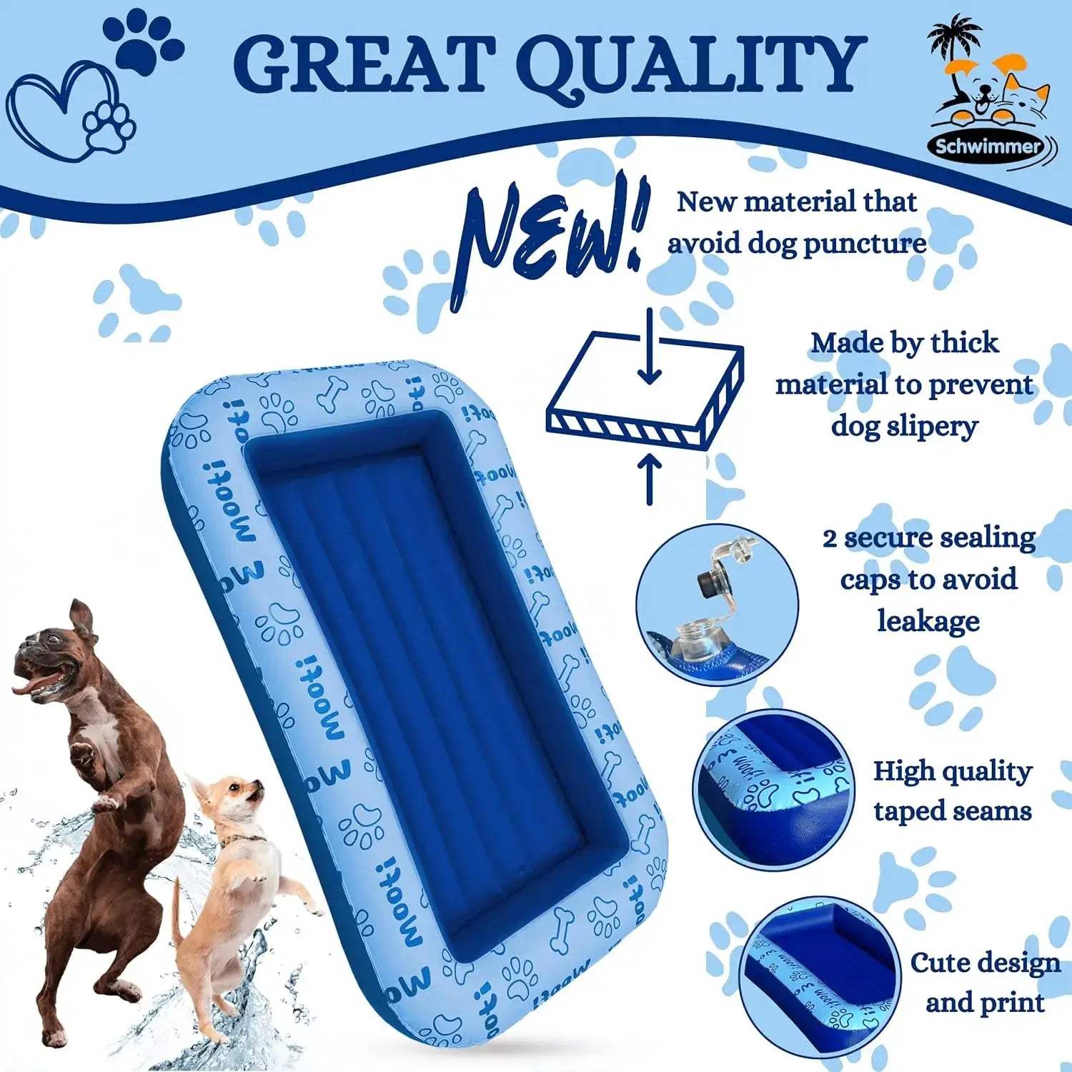 Large Dog Pool Float for Up to 220lbs - Durable Inflatable Raft for Pool, Lake & Beach - Safe Floating Mat for Summer Fun - ToylandEU