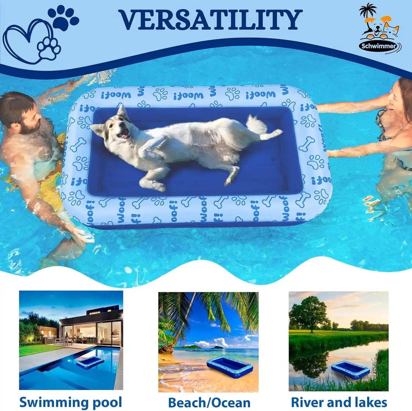 Large Dog Pool Float for Up to 220lbs - Durable Inflatable Raft for Pool, Lake & Beach - Safe Floating Mat for Summer Fun - ToylandEU