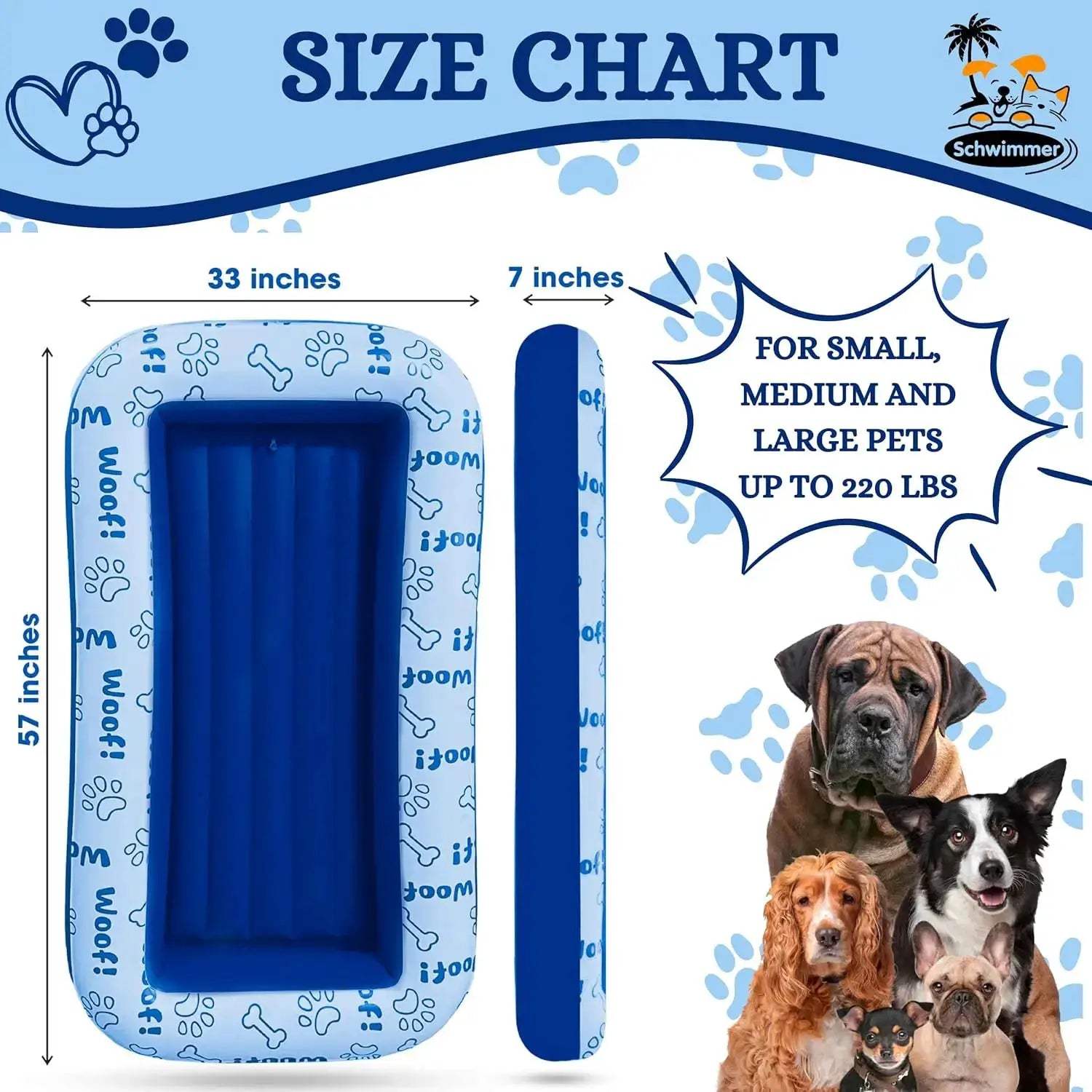 Large Dog Pool Float for Up to 220lbs - Durable Inflatable Raft for Pool, Lake & Beach - Safe Floating Mat for Summer Fun - ToylandEU