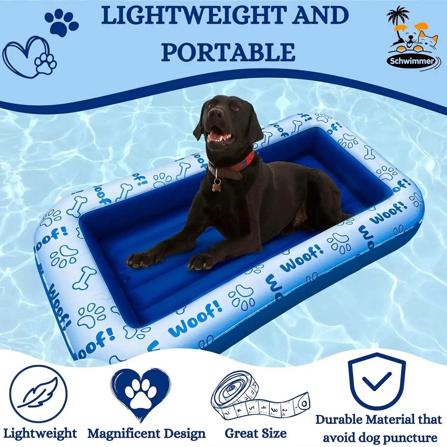 Large Dog Pool Float for Up to 220lbs - Durable Inflatable Raft for Pool, Lake & Beach - Safe Floating Mat for Summer Fun - ToylandEU