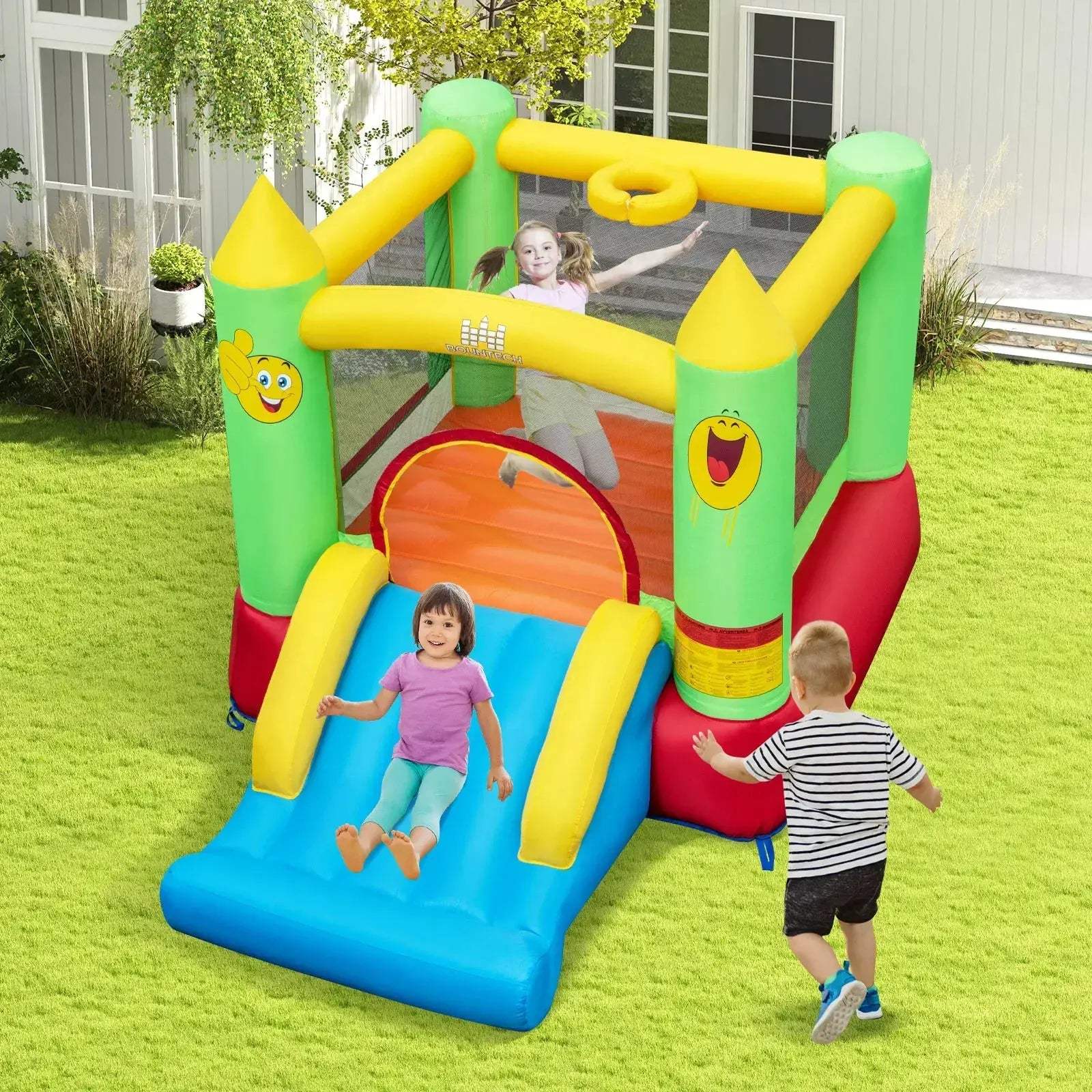 Durable Inflatable Bounce House With Slide And Basketball Hoop - ToylandEU