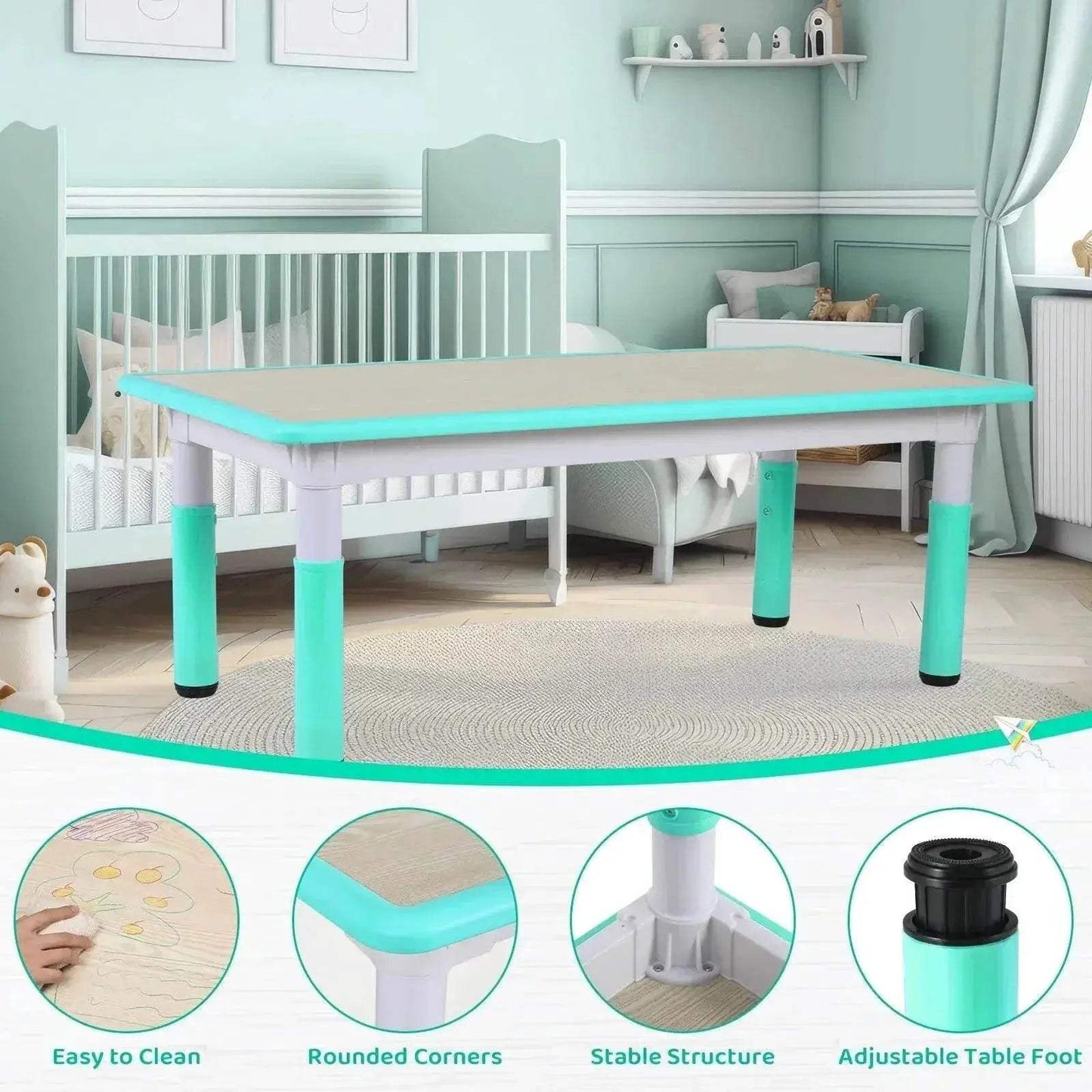 Durable Kids Activity Table Set with Height Adjustable Feature for Creative Play and Learning Ages 2 to 10 - ToylandEU