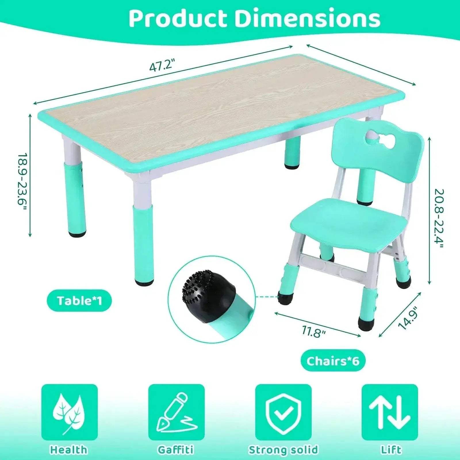 Durable Kids Activity Table Set with Height Adjustable Feature for Creative Play and Learning Ages 2 to 10 - ToylandEU
