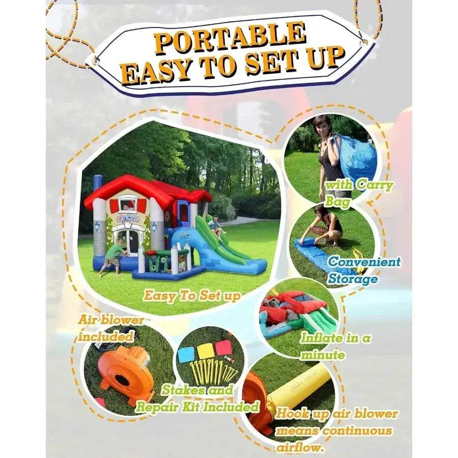Durable Kids Bounce House With Blower And Foldable Sunroof - ToylandEU