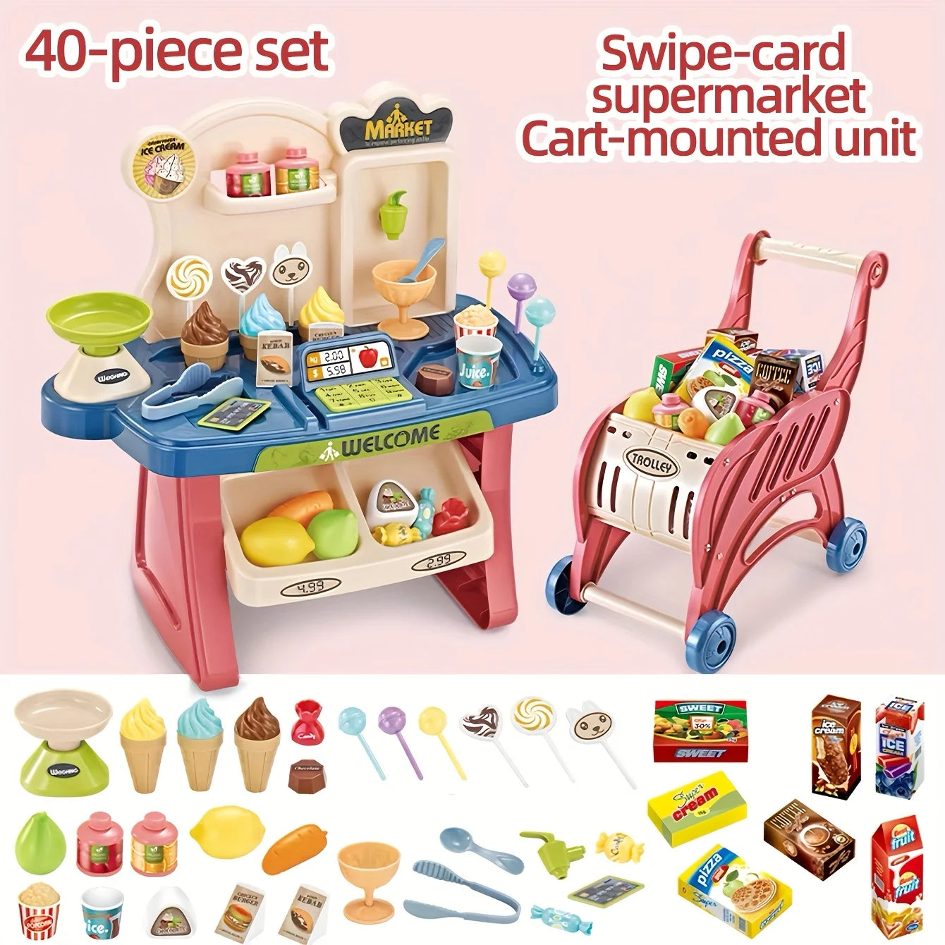Durable Kids Mini Supermarket Cashier Set Made From ABS Material For Indoor And Outdoor Play No Batteries Required - ToylandEU