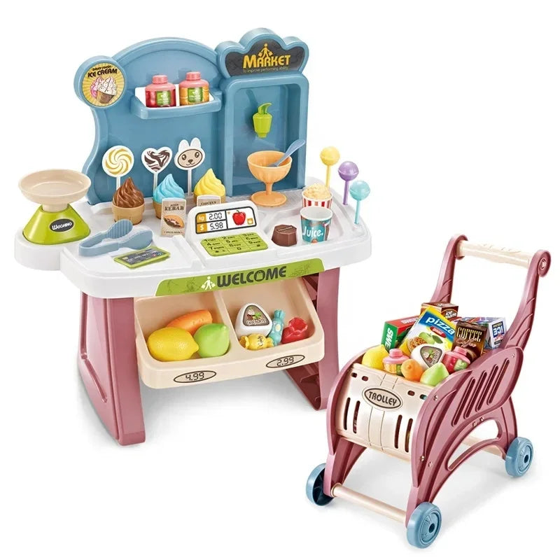 Durable Kids Mini Supermarket Cashier Set Made From ABS Material For Indoor And Outdoor Play No Batteries Required - ToylandEU