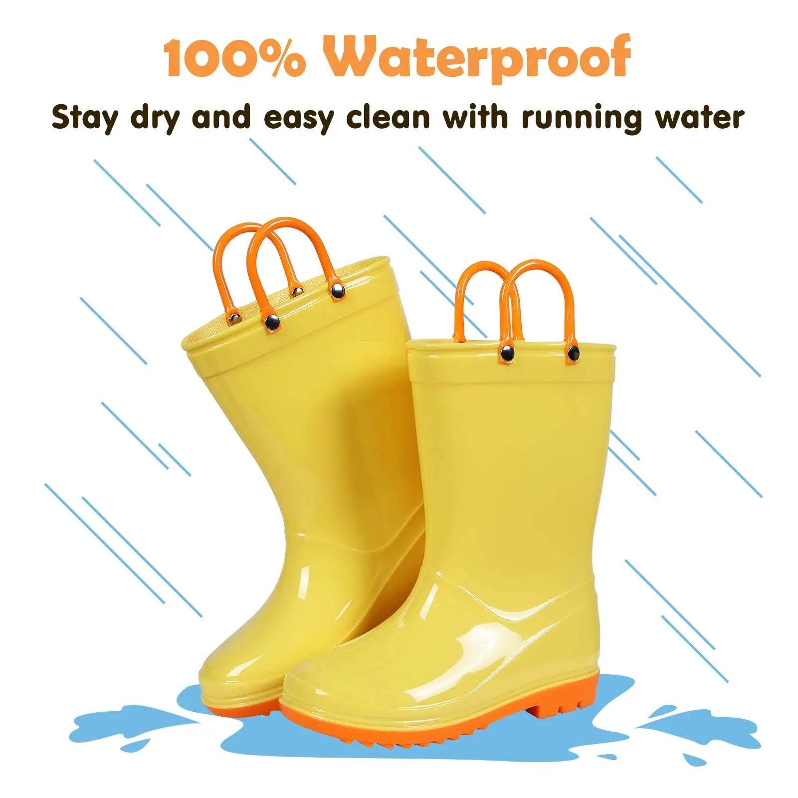 Durable Kids Rain Boots with Easy Grip Handles Non-slip Waterproof Footwear for Boys and Girls - ToylandEU