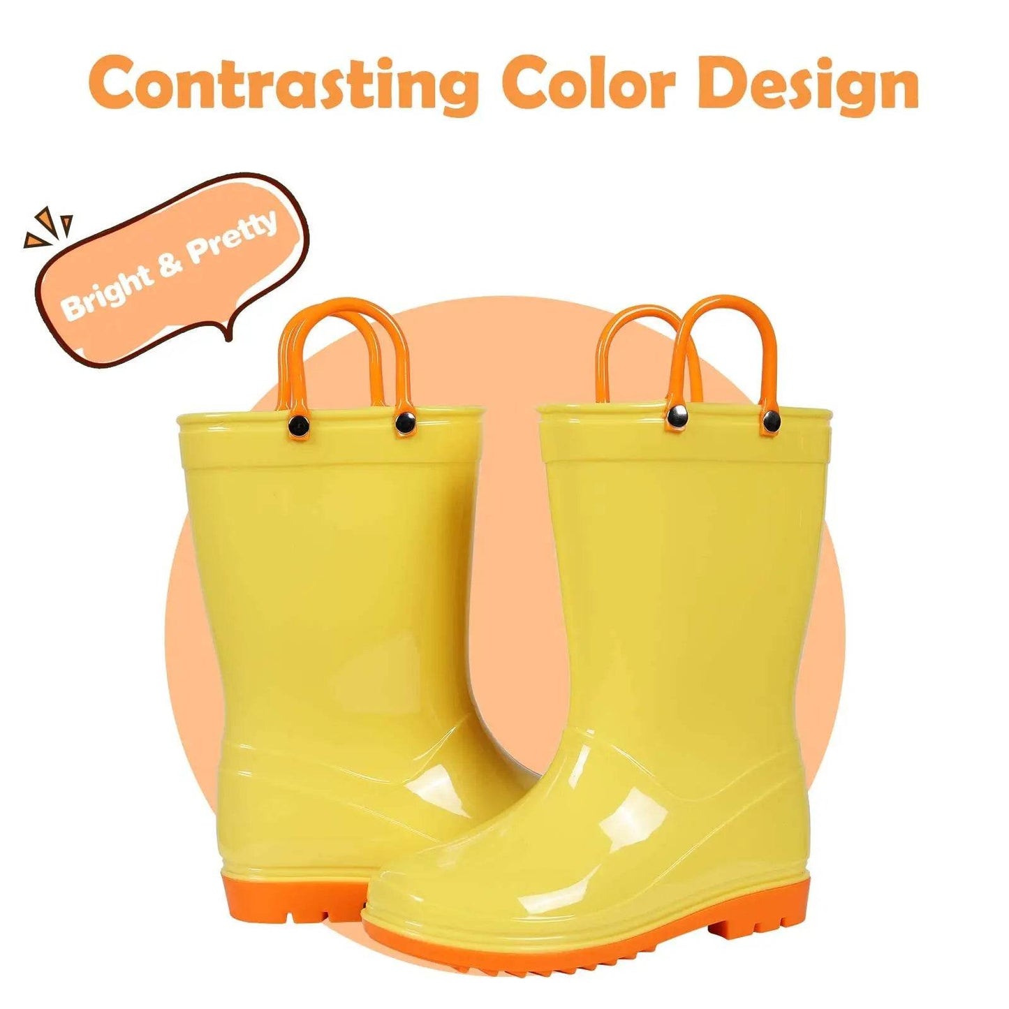 Durable Kids Rain Boots with Easy Grip Handles Non-slip Waterproof Footwear for Boys and Girls - ToylandEU