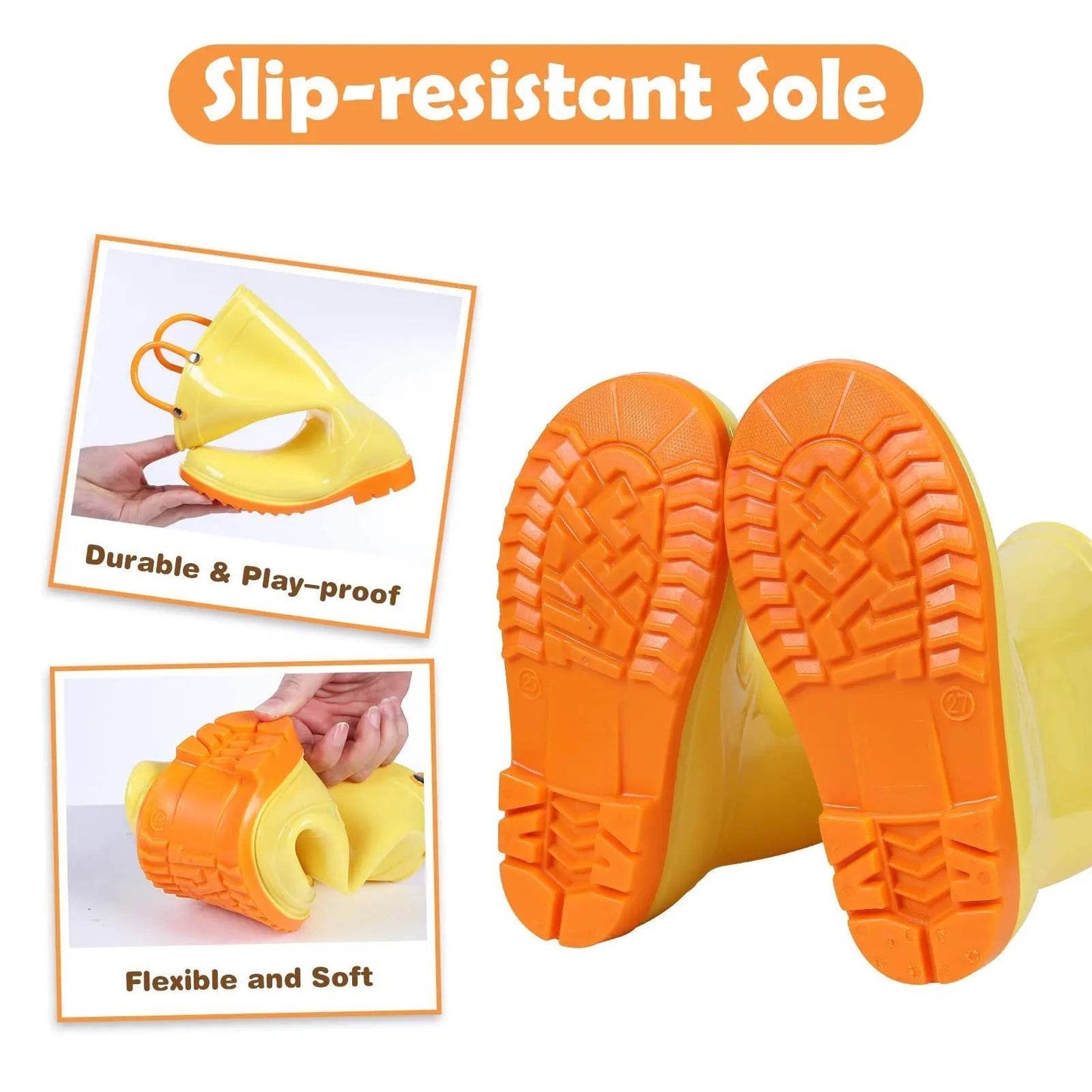 Durable Kids Rain Boots with Easy Grip Handles Non-slip Waterproof Footwear for Boys and Girls - ToylandEU