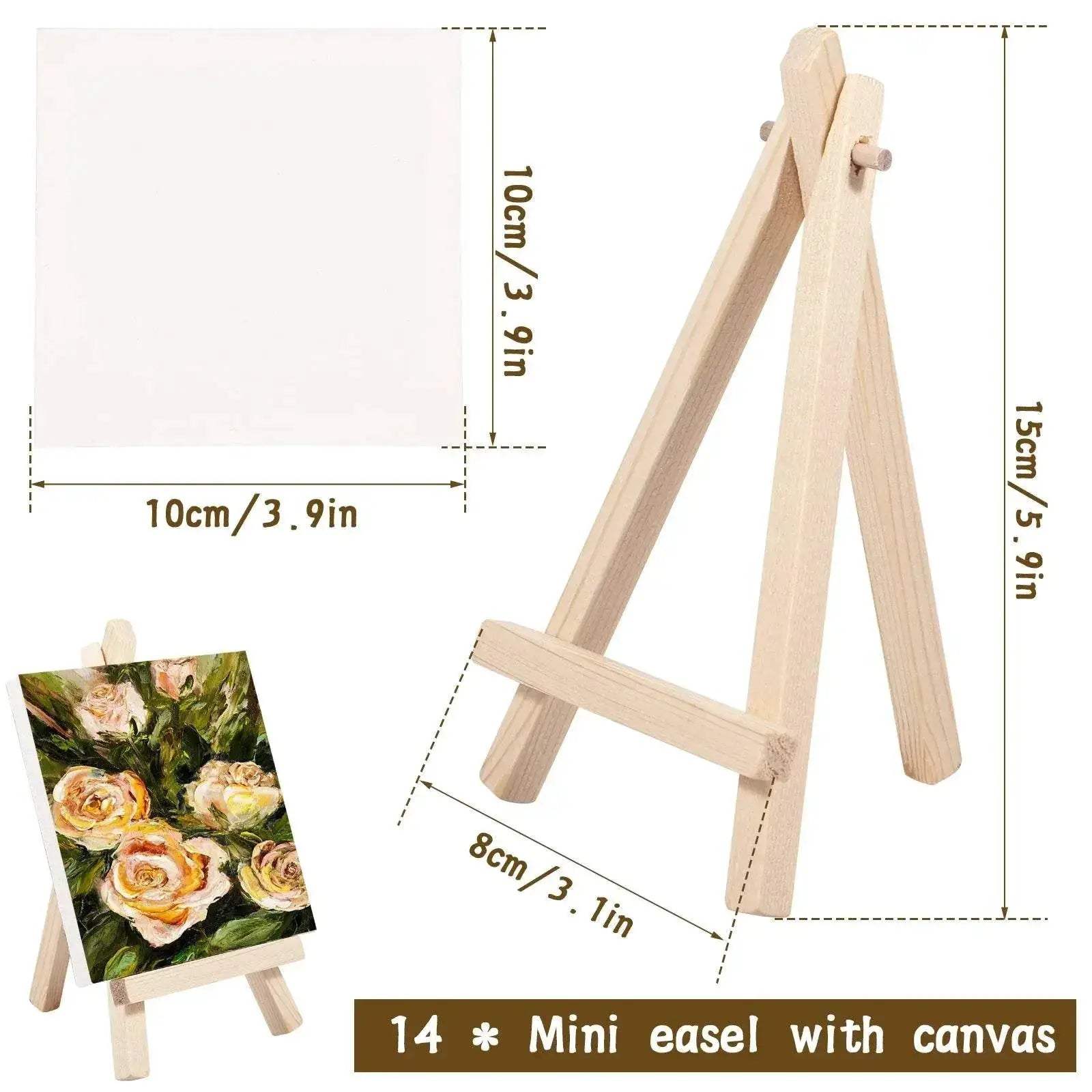 Durable Mini Canvas Easel Set with 14 Pieces for Artists and Crafters - ToylandEU