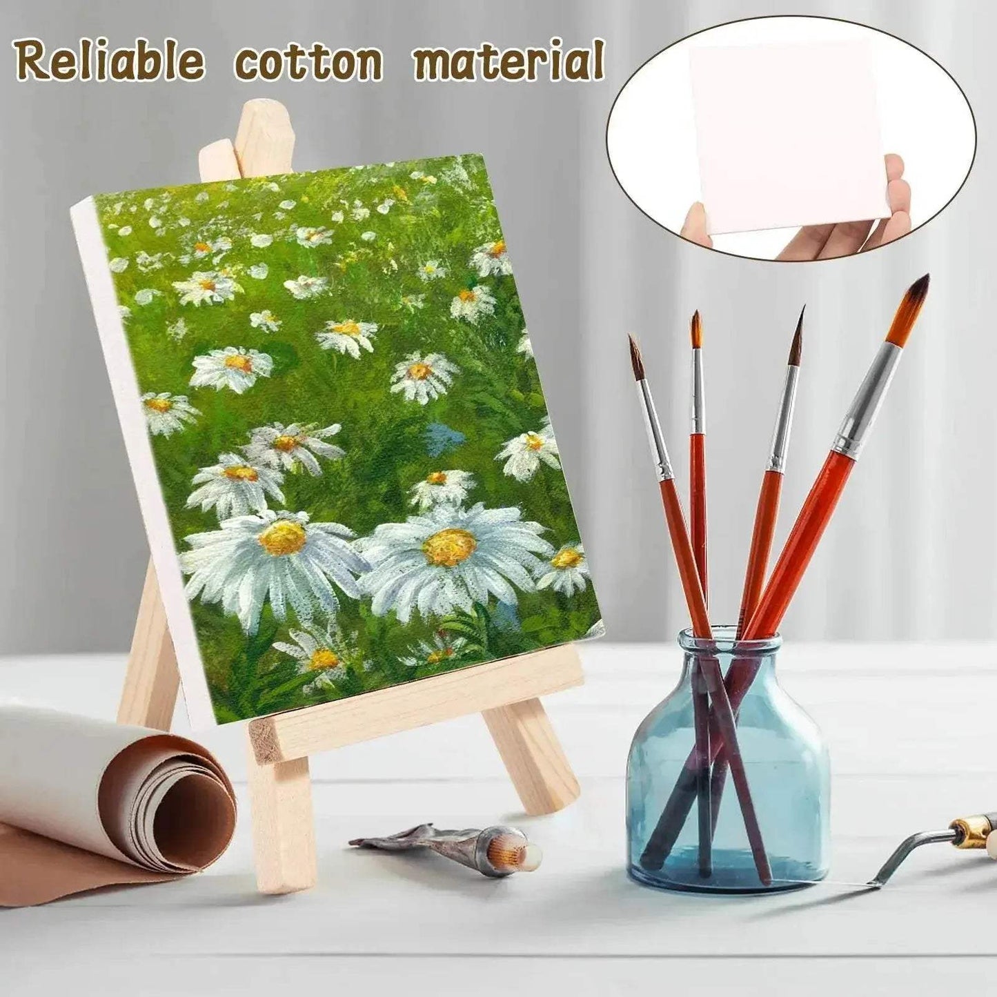 Durable Mini Canvas Easel Set with 14 Pieces for Artists and Crafters - ToylandEU