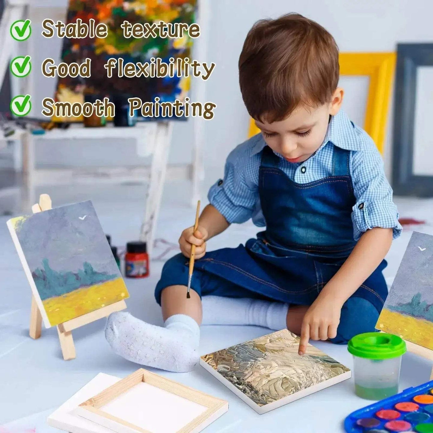 Durable Mini Canvas Easel Set with 14 Pieces for Artists and Crafters - ToylandEU