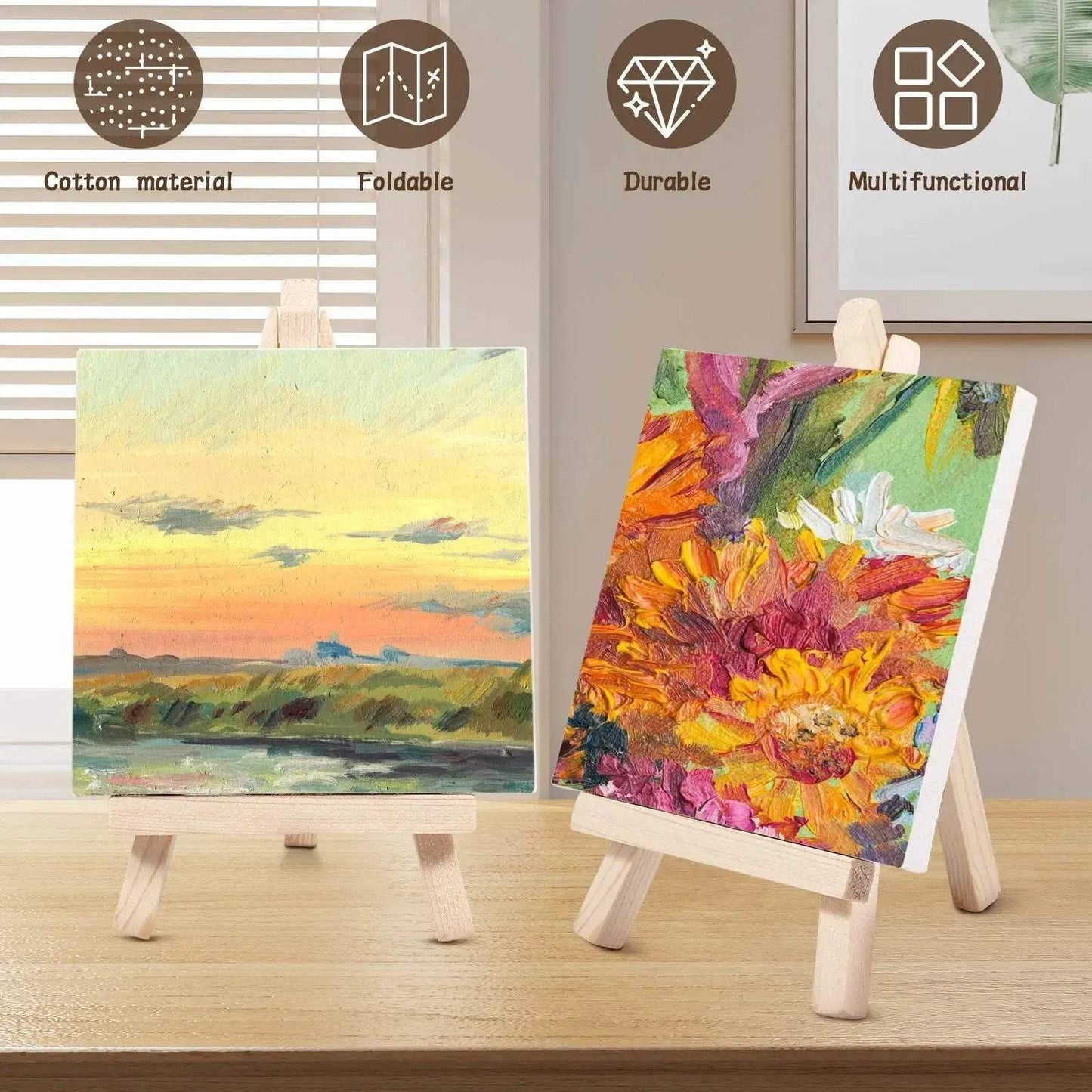 Durable Mini Canvas Easel Set with 14 Pieces for Artists and Crafters - ToylandEU