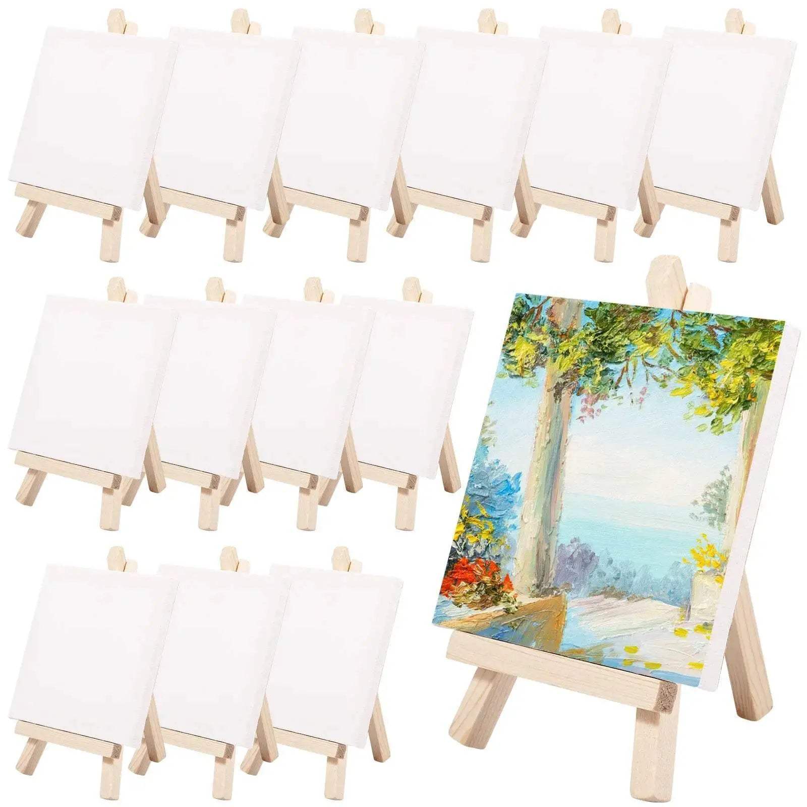 Durable Mini Canvas Easel Set with 14 Pieces for Artists and Crafters - ToylandEU