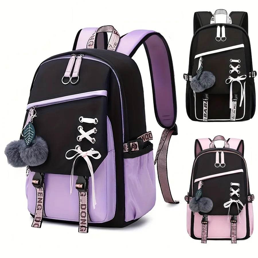 Durable Nylon School Backpack Splashproof For Teen Girls - ToylandEU