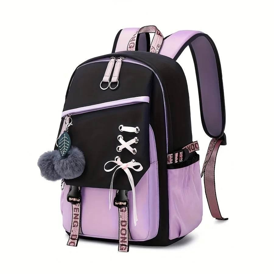 Durable Nylon School Backpack Splashproof For Teen Girls - ToylandEU