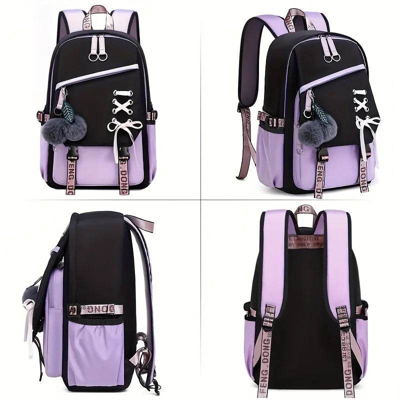 Durable Nylon School Backpack Splashproof For Teen Girls - ToylandEU