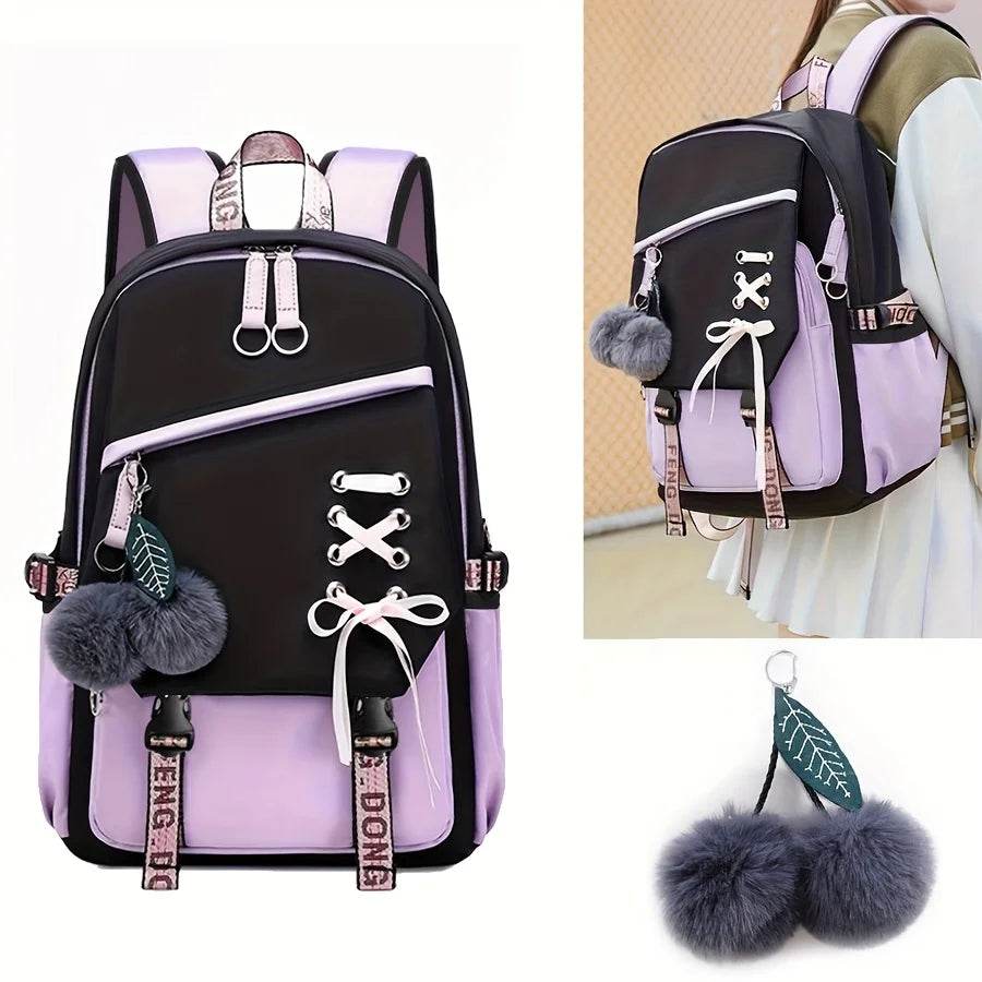 Durable Nylon School Backpack Splashproof For Teen Girls - ToylandEU
