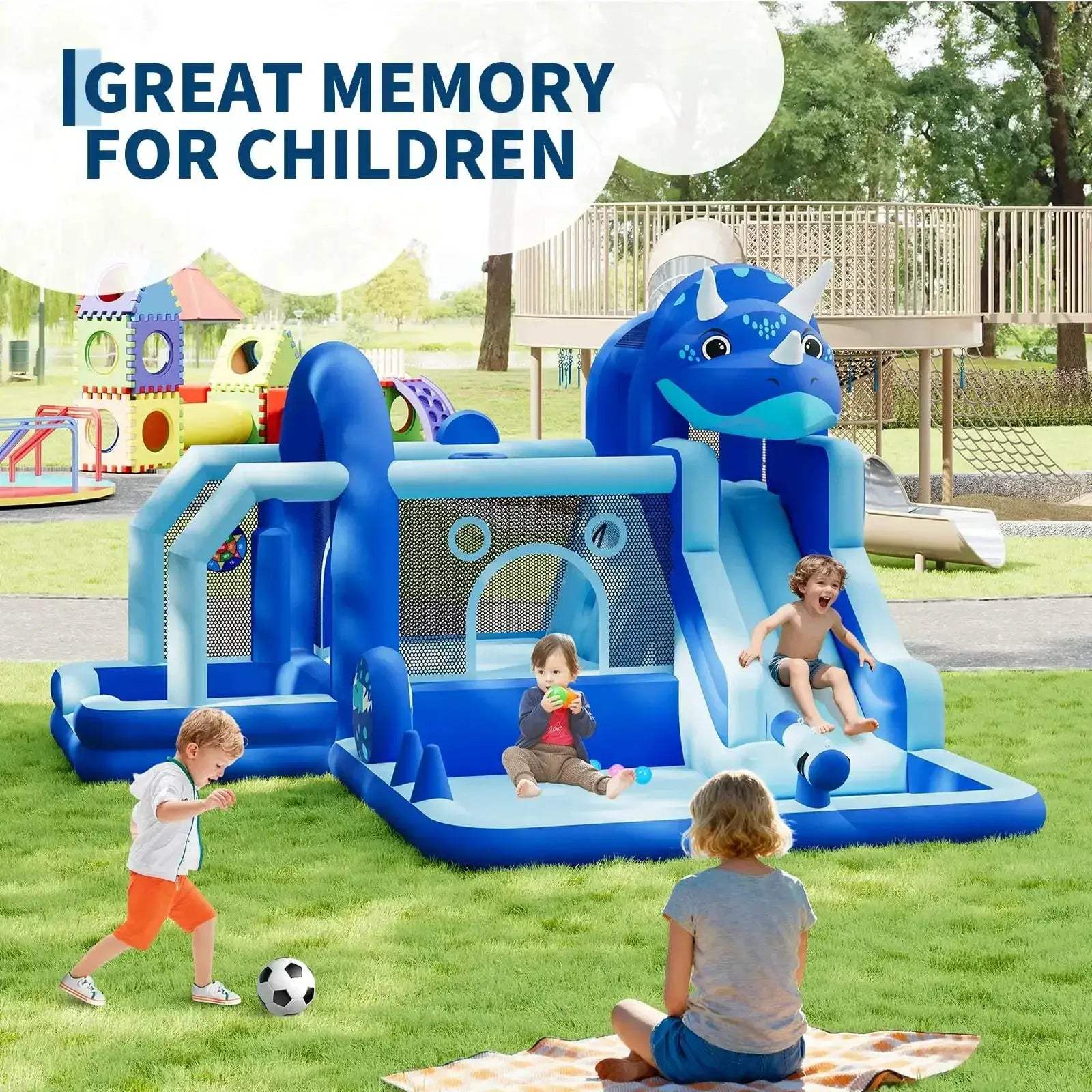 Durable Oxford Cloth Inflatable Dinosaur Bounce House With Slide - ToylandEU