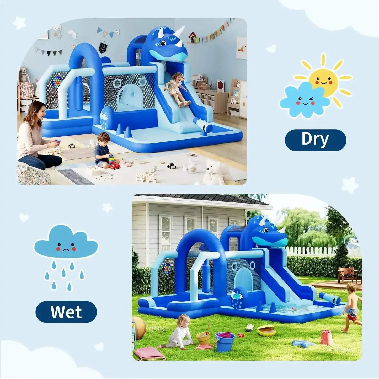 Durable Oxford Cloth Inflatable Dinosaur Bounce House With Slide - ToylandEU
