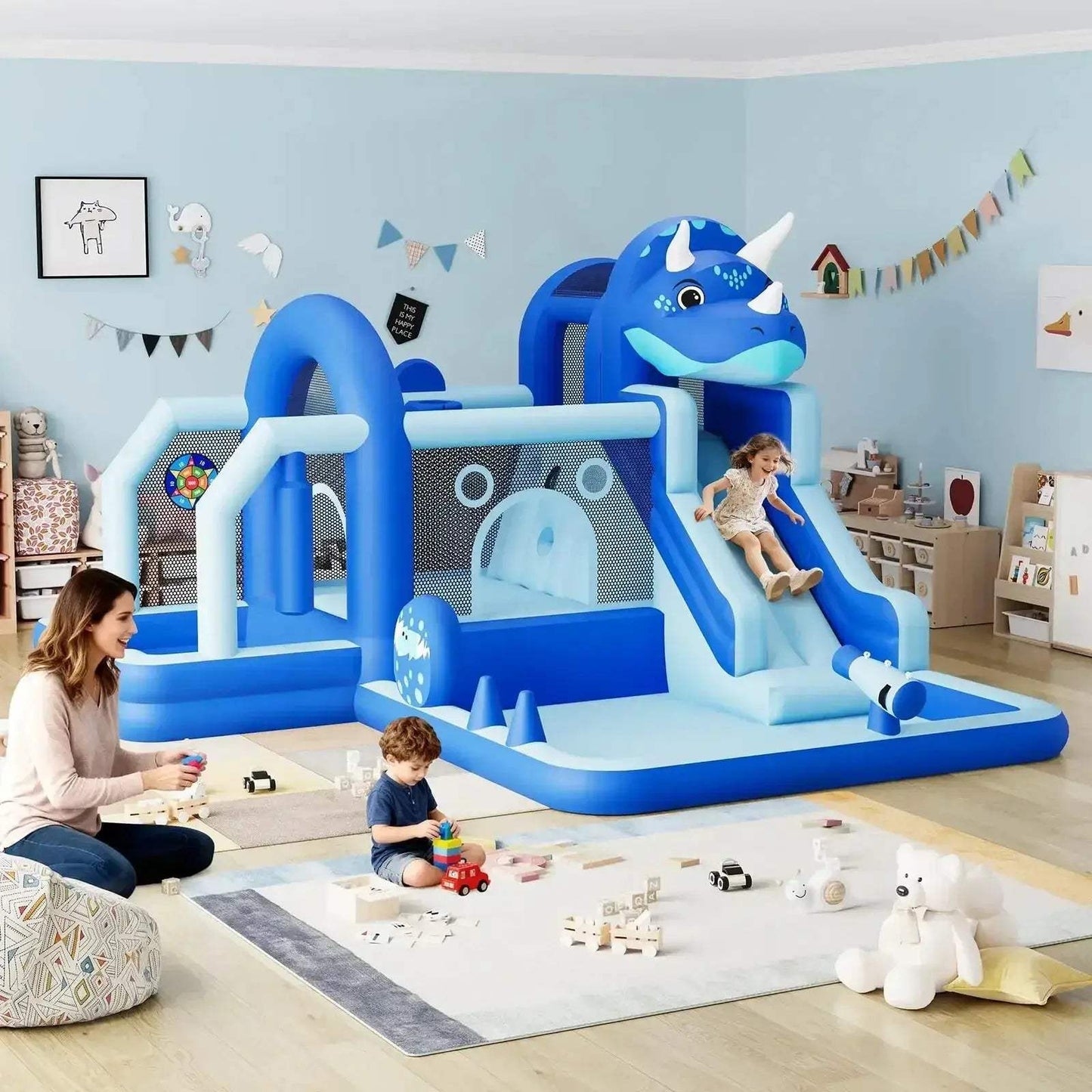 Durable Oxford Cloth Inflatable Dinosaur Bounce House With Slide - ToylandEU
