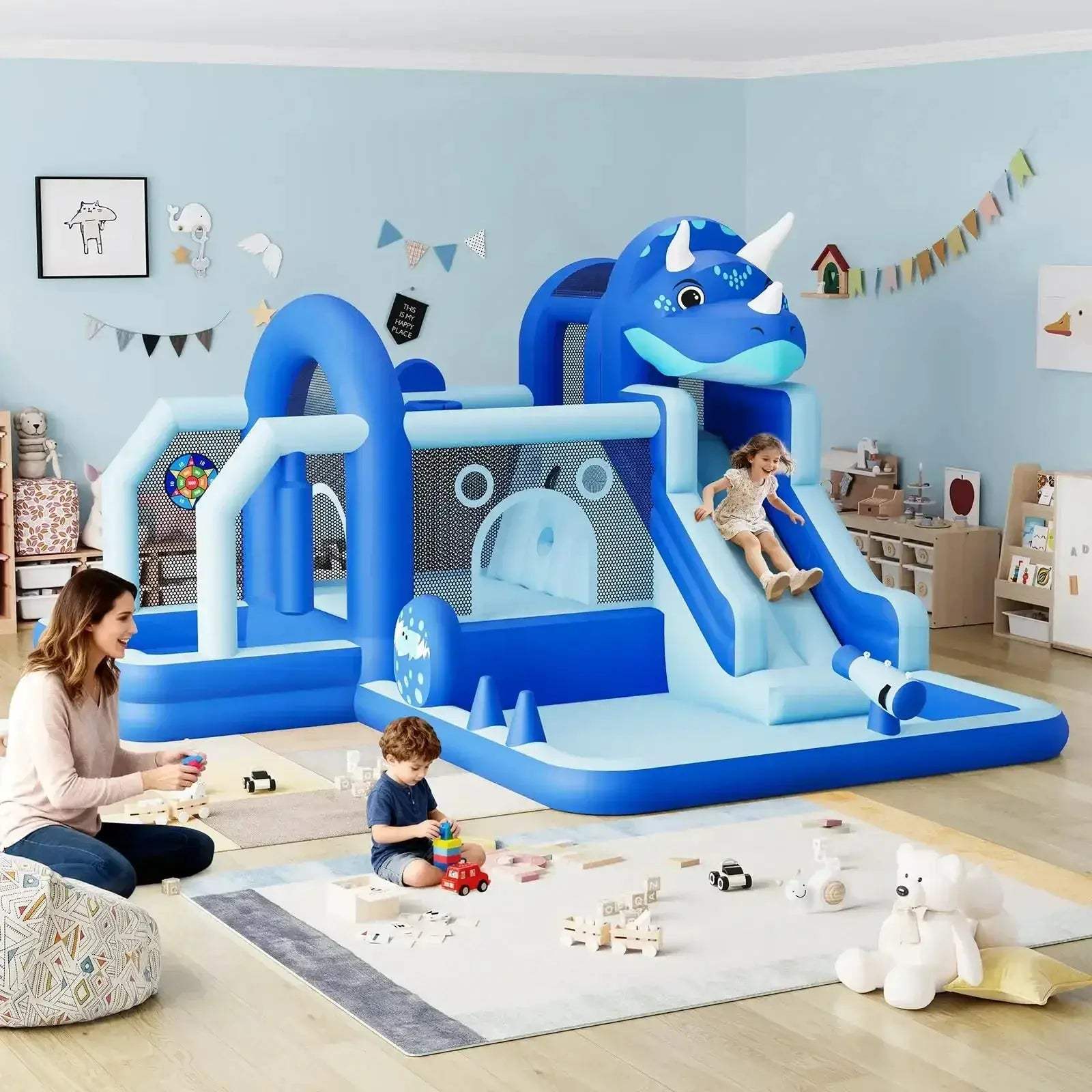 Durable Oxford Cloth Inflatable Dinosaur Bounce House With Slide - ToylandEU